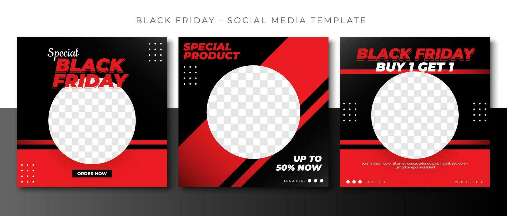 black friday fashion sale social media post template feed design, event promotion vector red banner