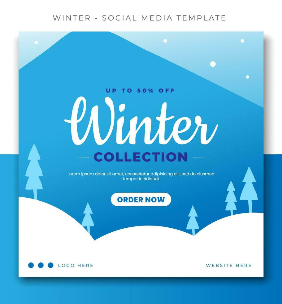 winter christmas sale blue white social media post template design, event promotion banner vector