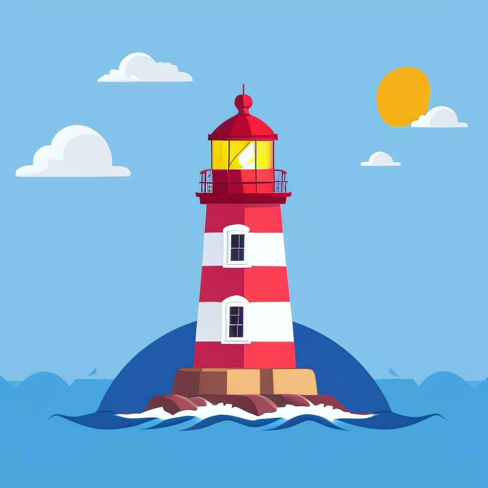 AI generated Lighthouse Logo Avatar Clip Art Icon Sticker Decoration Simple Background photo