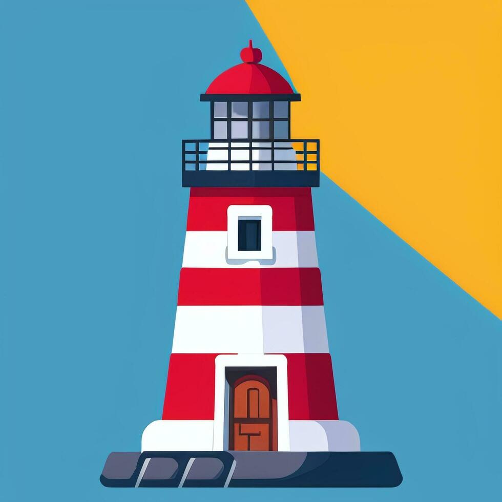 AI generated Lighthouse Logo Avatar Clip Art Icon Sticker Decoration Simple Background photo