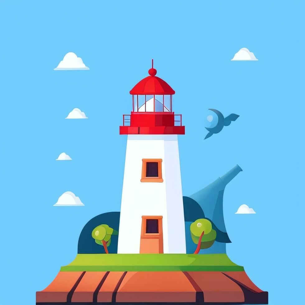 AI generated Lighthouse Logo Avatar Clip Art Icon Sticker Decoration Simple Background photo