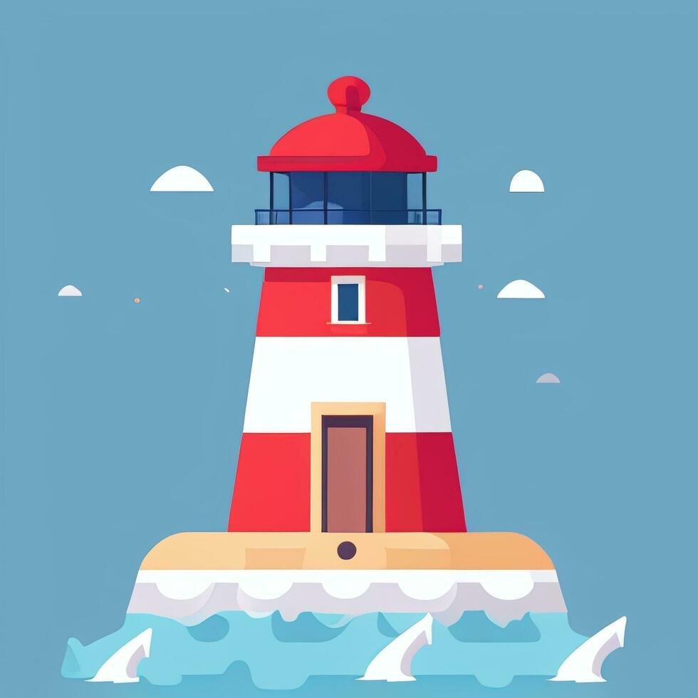 AI generated Lighthouse Logo Avatar Clip Art Icon Sticker Decoration Simple Background photo