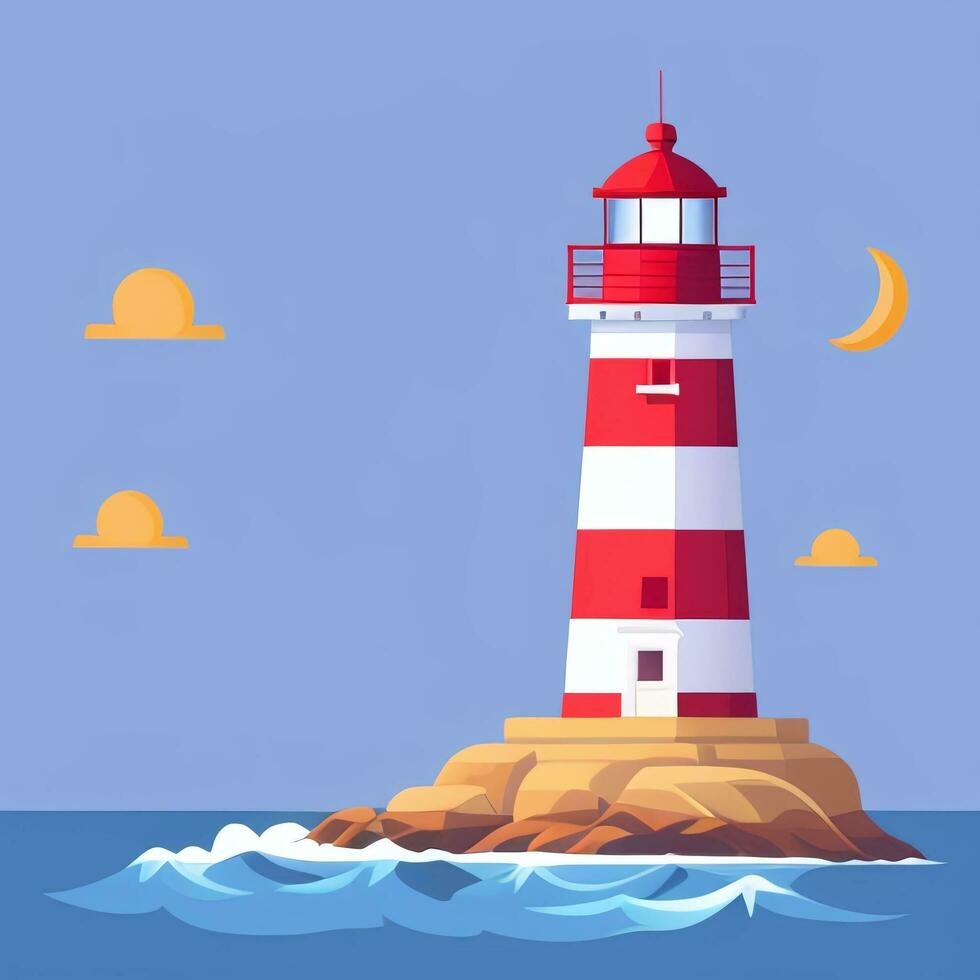 AI generated Lighthouse Logo Avatar Clip Art Icon Sticker Decoration Simple Background photo
