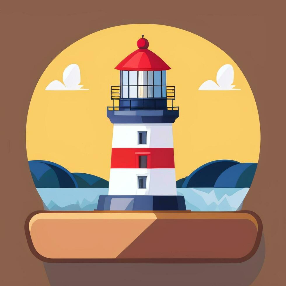 AI generated Lighthouse Logo Avatar Clip Art Icon Sticker Decoration Simple Background photo