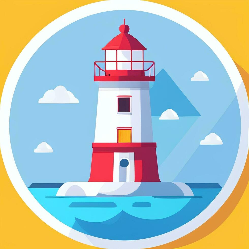 AI generated Lighthouse Logo Avatar Clip Art Icon Sticker Decoration Simple Background photo