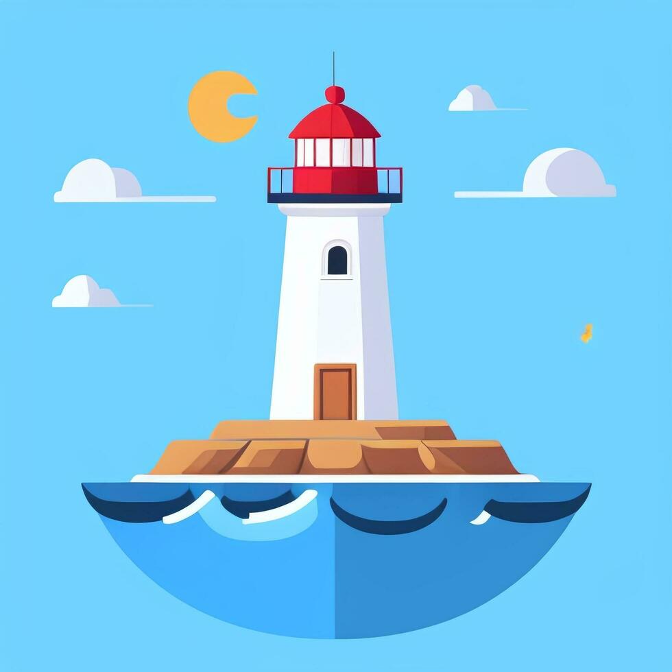 AI generated Lighthouse Logo Avatar Clip Art Icon Sticker Decoration Simple Background photo