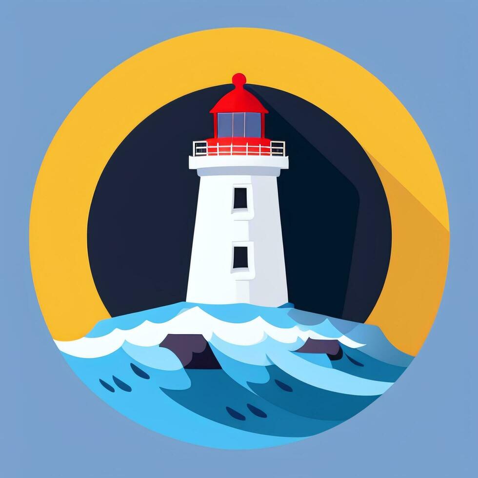 AI generated Lighthouse Logo Avatar Clip Art Icon Sticker Decoration Simple Background photo