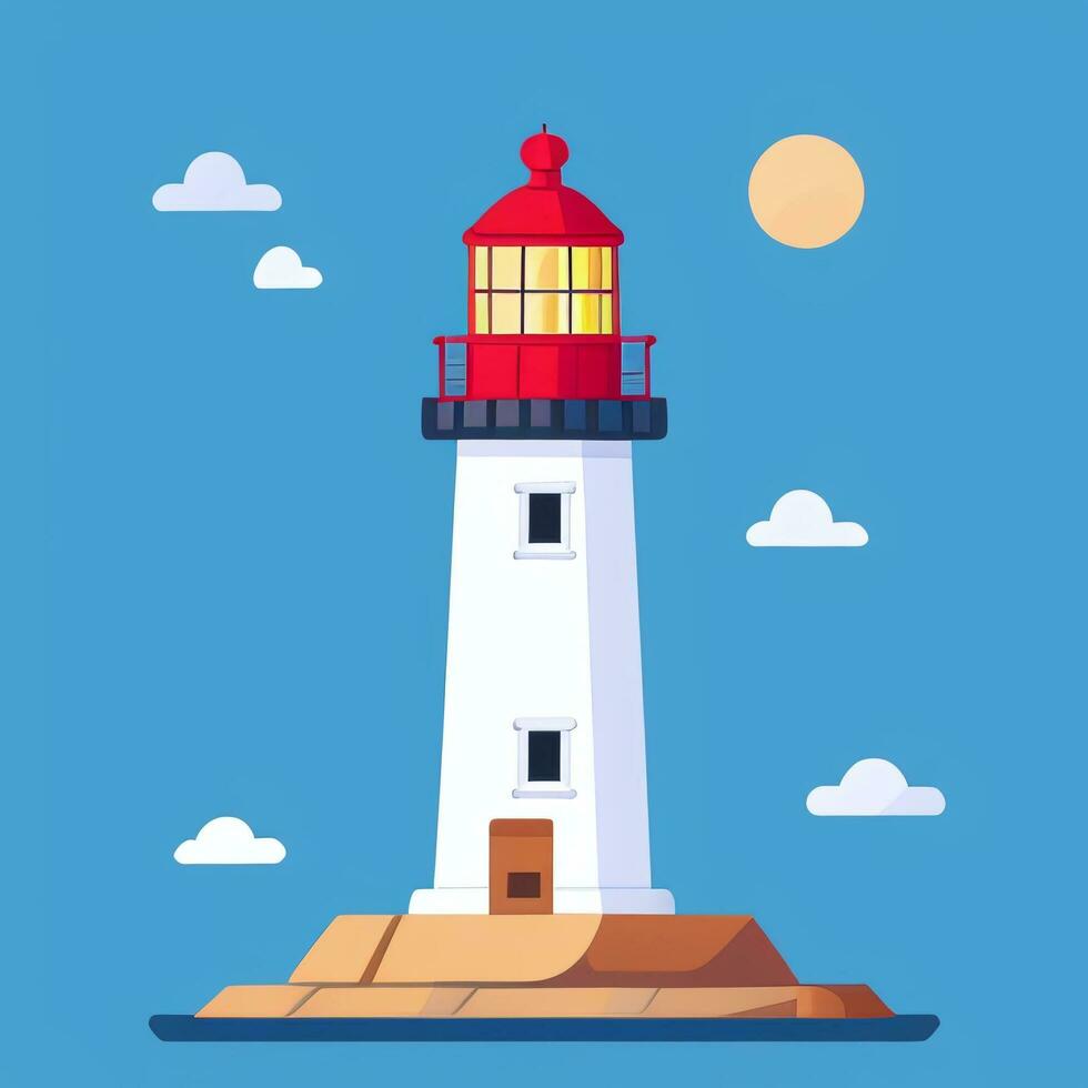 AI generated Lighthouse Logo Avatar Clip Art Icon Sticker Decoration Simple Background photo