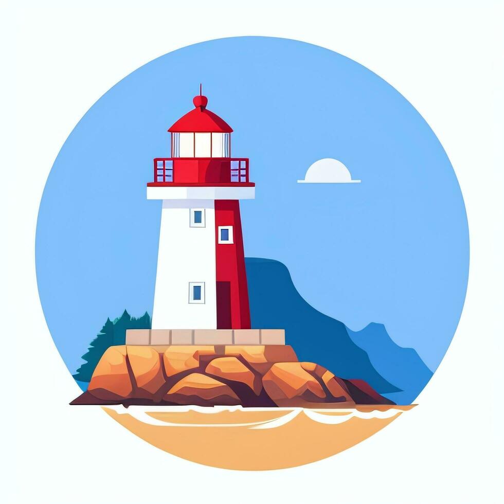 AI generated Lighthouse Logo Avatar Clip Art Icon Sticker Decoration Simple Background photo