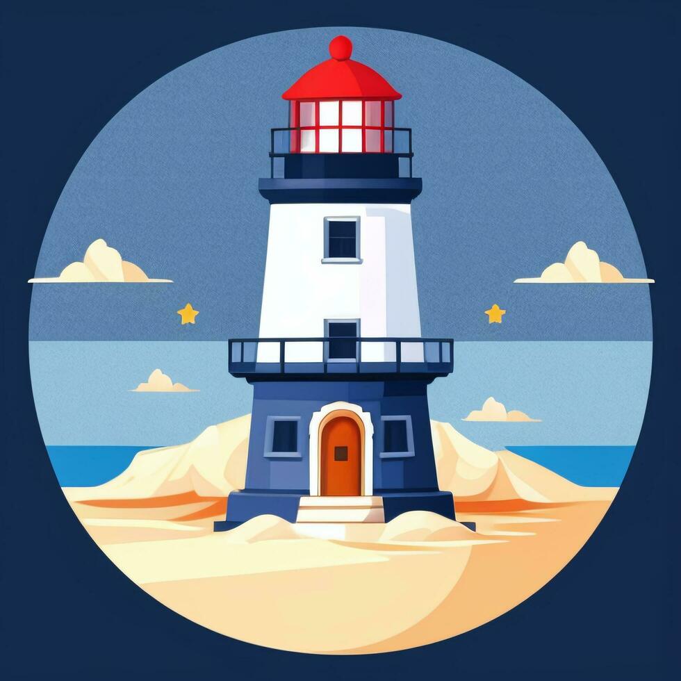 AI generated Lighthouse Logo Avatar Clip Art Icon Sticker Decoration Simple Background photo