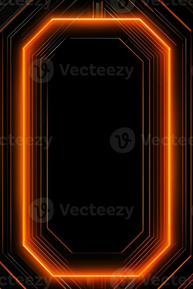 an orange glowing frame with a black background generative ai photo