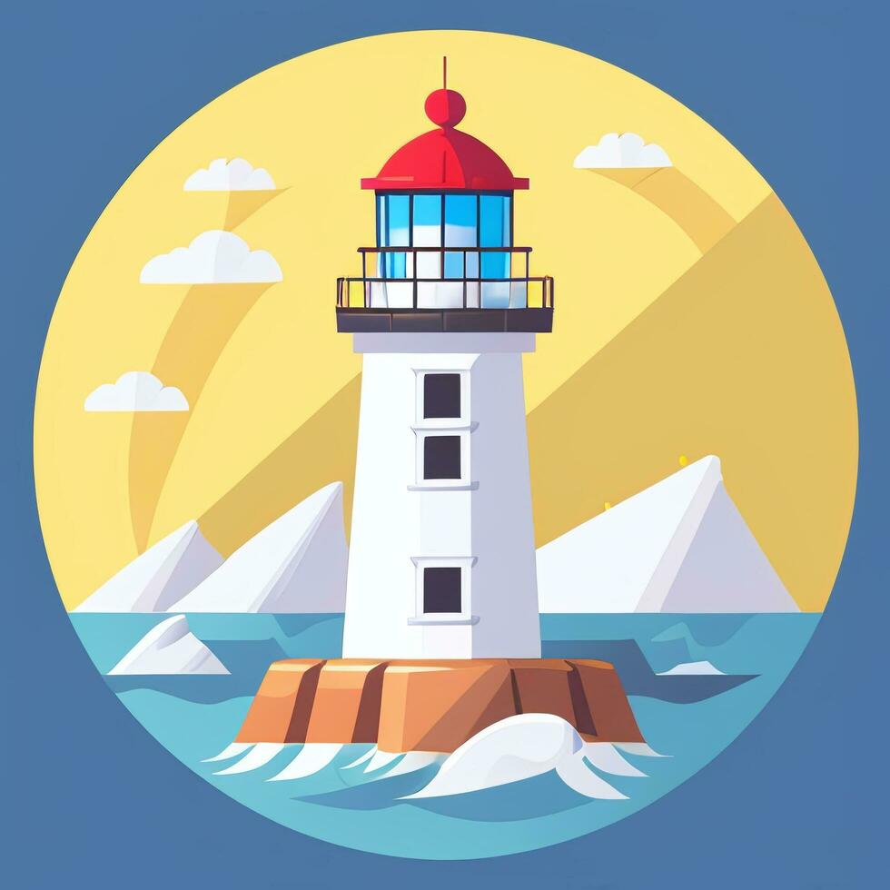 AI generated Lighthouse Logo Avatar Clip Art Icon Sticker Decoration Simple Background photo