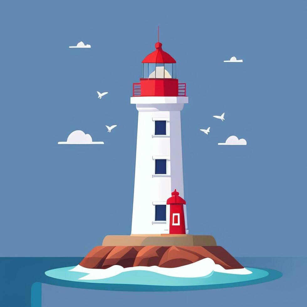 AI generated Lighthouse Logo Avatar Clip Art Icon Sticker Decoration Simple Background photo