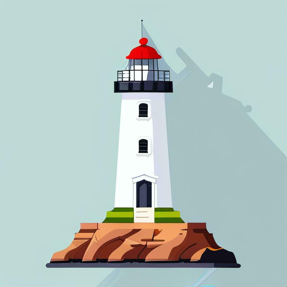 AI generated Lighthouse Logo Avatar Clip Art Icon Sticker Decoration Simple Background photo