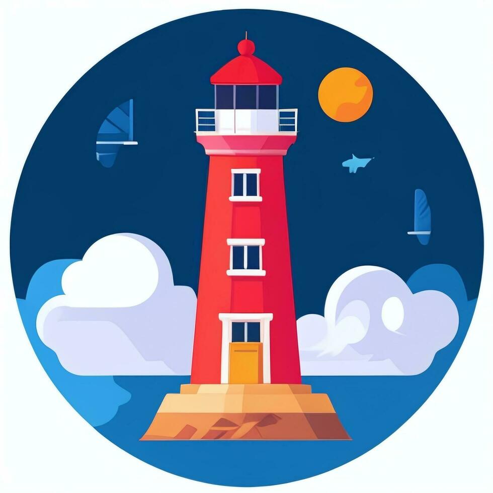 AI generated Lighthouse Logo Avatar Clip Art Icon Sticker Decoration Simple Background photo