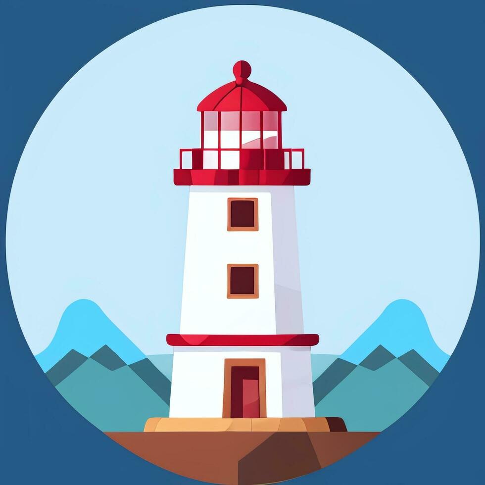 AI generated Lighthouse Logo Avatar Clip Art Icon Sticker Decoration Simple Background photo