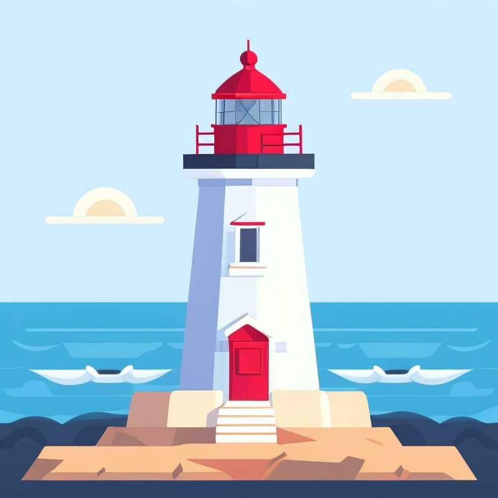 AI generated Lighthouse Logo Avatar Clip Art Icon Sticker Decoration Simple Background photo