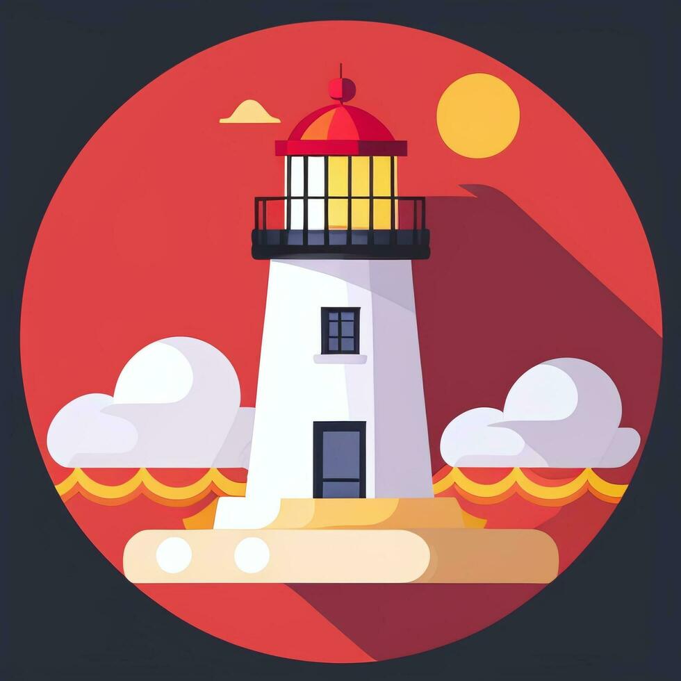 AI generated Lighthouse Logo Avatar Clip Art Icon Sticker Decoration Simple Background photo