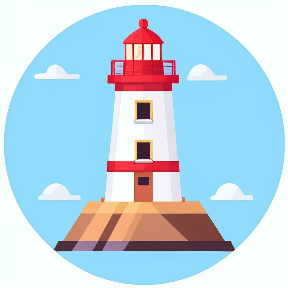 AI generated Lighthouse Logo Avatar Clip Art Icon Sticker Decoration Simple Background photo