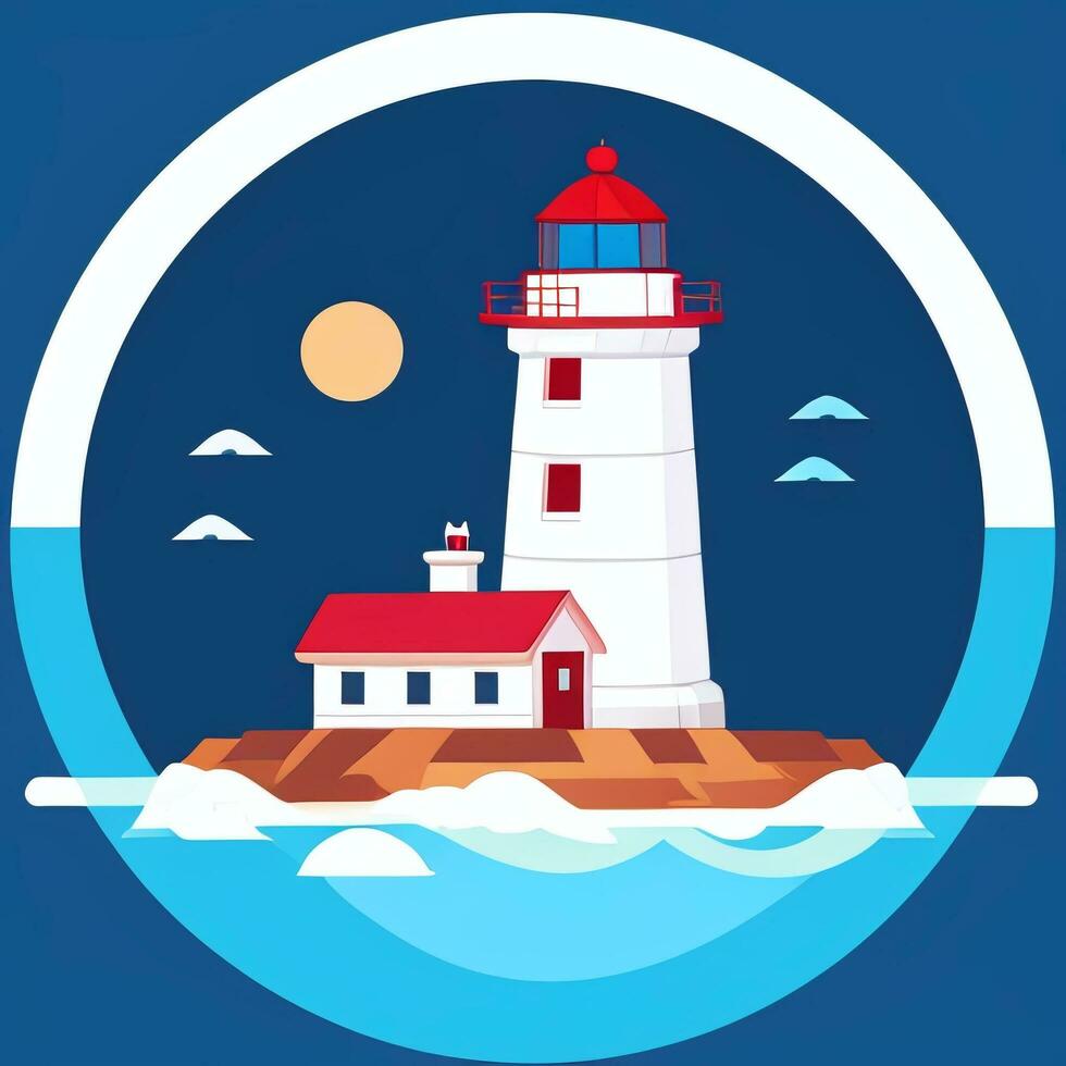 AI generated Lighthouse Logo Avatar Clip Art Icon Sticker Decoration Simple Background photo