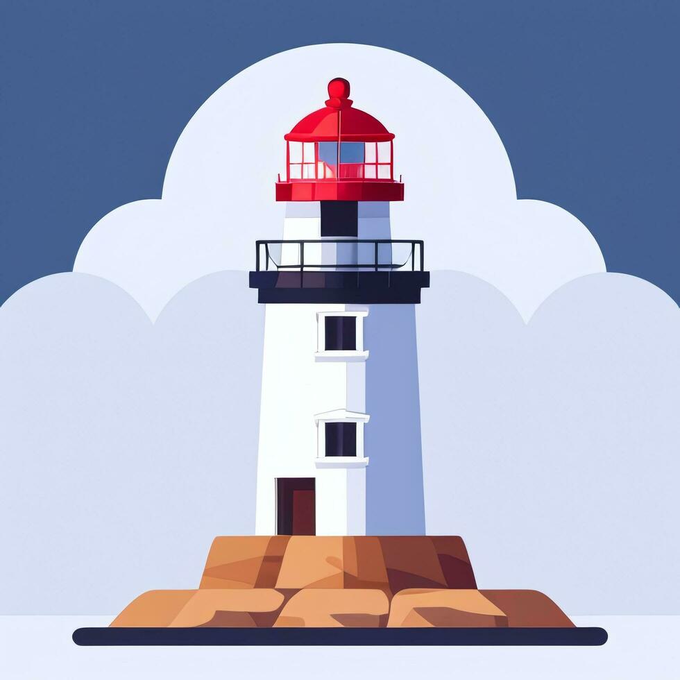 AI generated Lighthouse Logo Avatar Clip Art Icon Sticker Decoration Simple Background photo