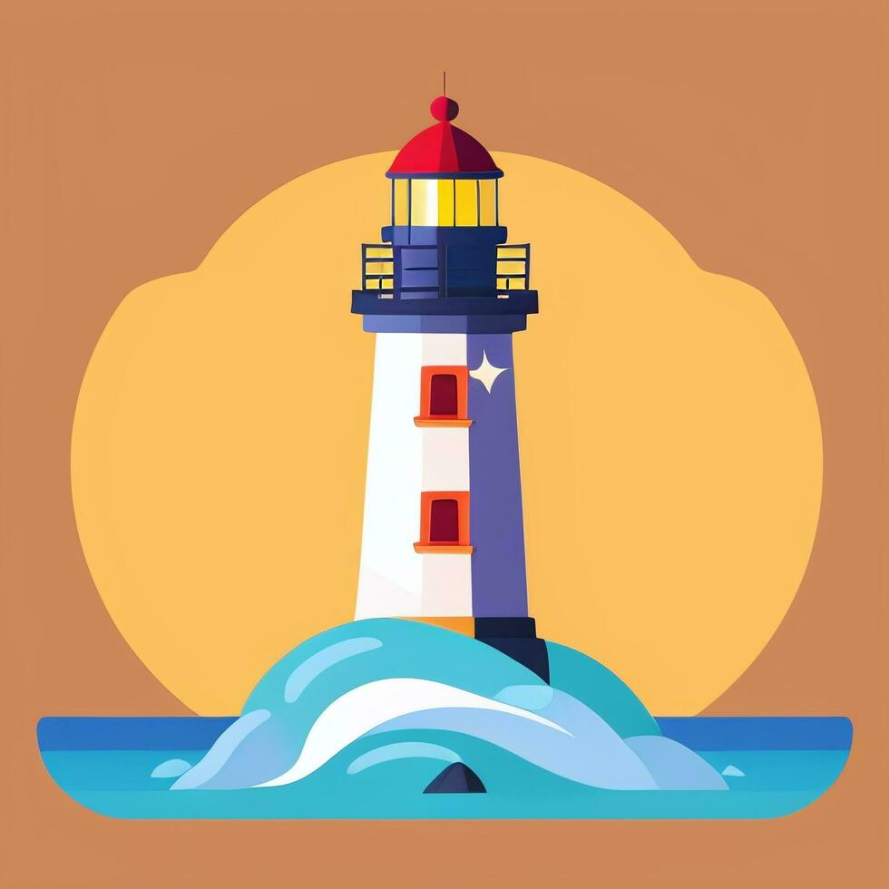 AI generated Lighthouse Logo Avatar Clip Art Icon Sticker Decoration Simple Background photo