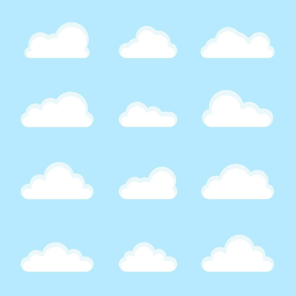 cloud cartoon set on blue color background vector