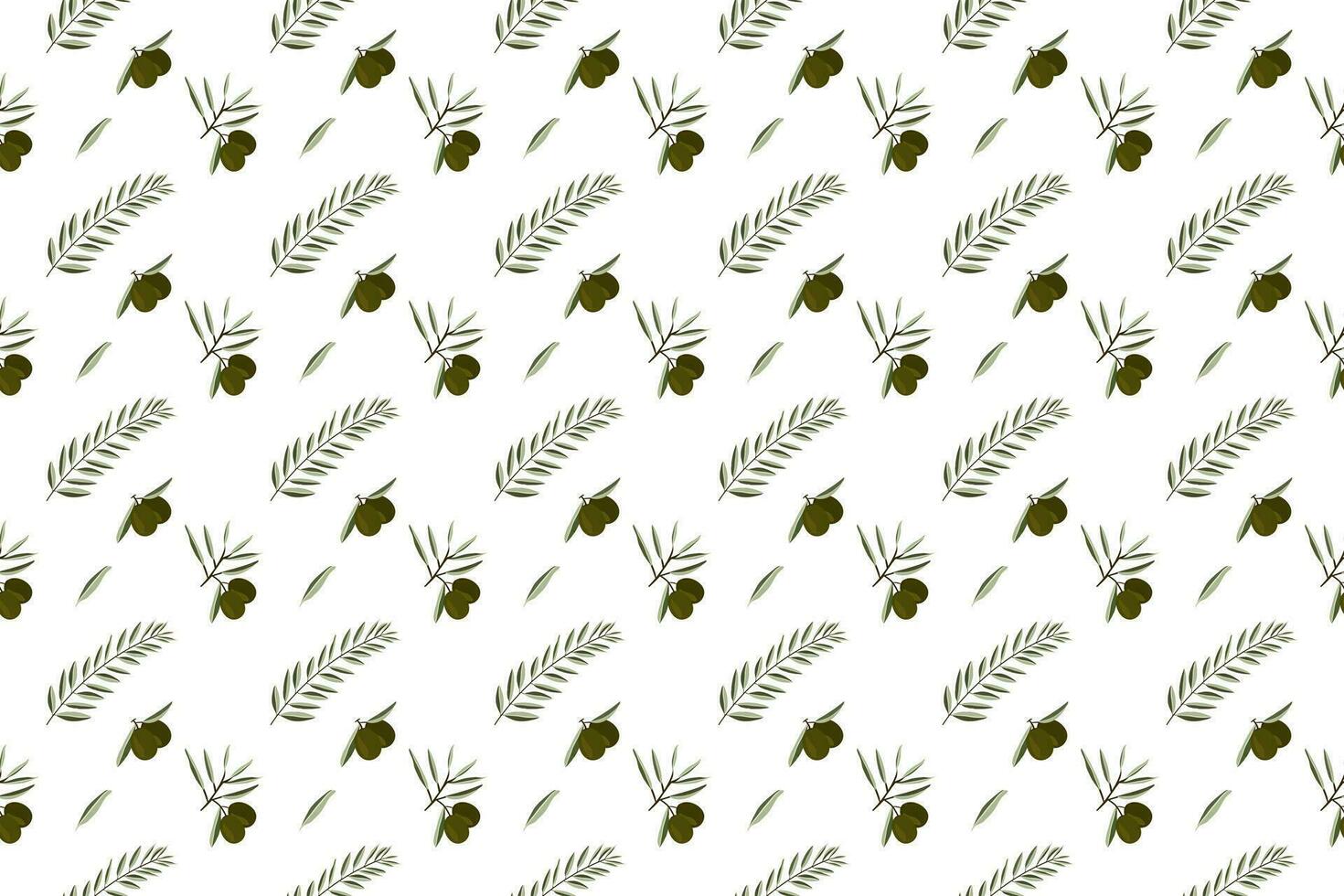 Olive bouquet with green leaf as seamless pattern background vector