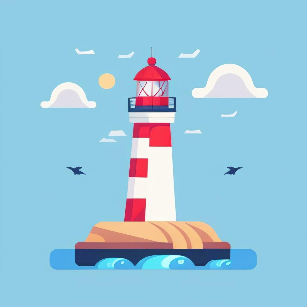 AI generated Lighthouse Logo Avatar Clip Art Icon Sticker Decoration Simple Background photo