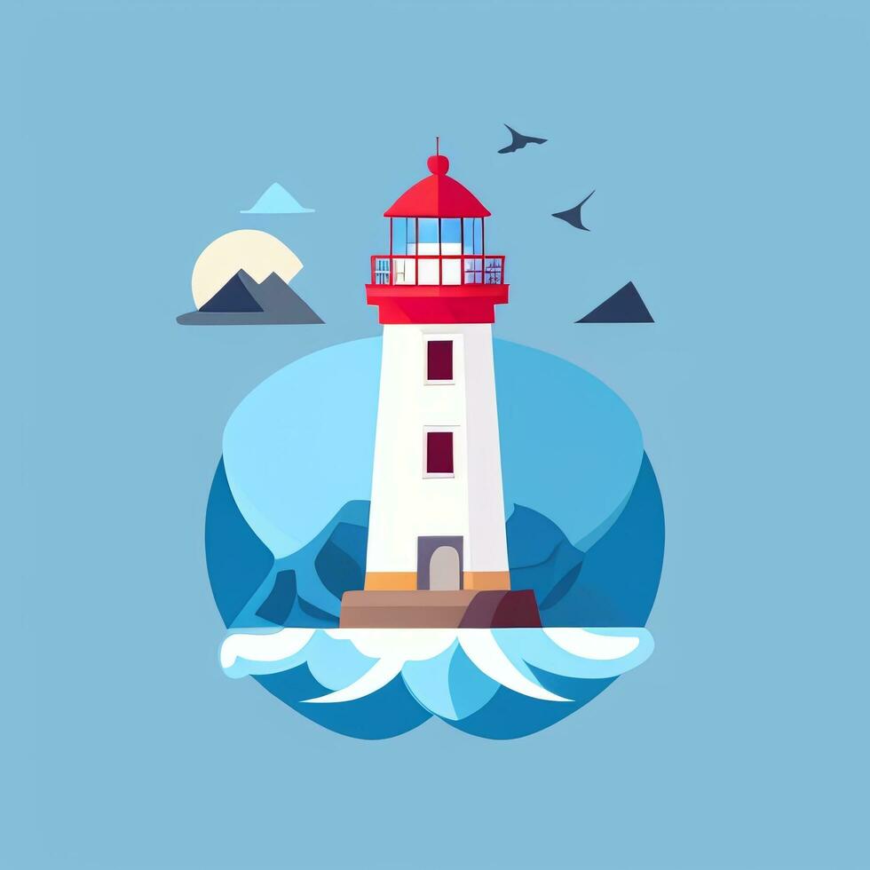 AI generated Lighthouse Logo Avatar Clip Art Icon Sticker Decoration Simple Background photo