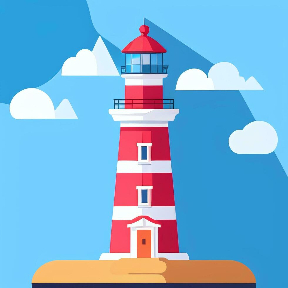 AI generated Lighthouse Logo Avatar Clip Art Icon Sticker Decoration Simple Background photo