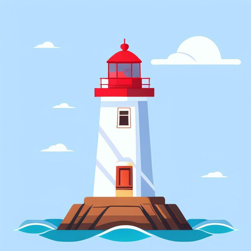 AI generated Lighthouse Logo Avatar Clip Art Icon Sticker Decoration Simple Background photo