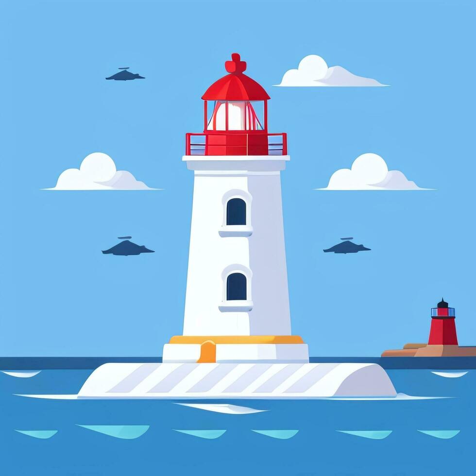 AI generated Lighthouse Logo Avatar Clip Art Icon Sticker Decoration Simple Background photo