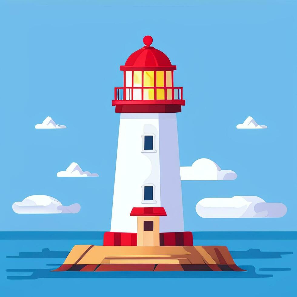 AI generated Lighthouse Logo Avatar Clip Art Icon Sticker Decoration Simple Background photo