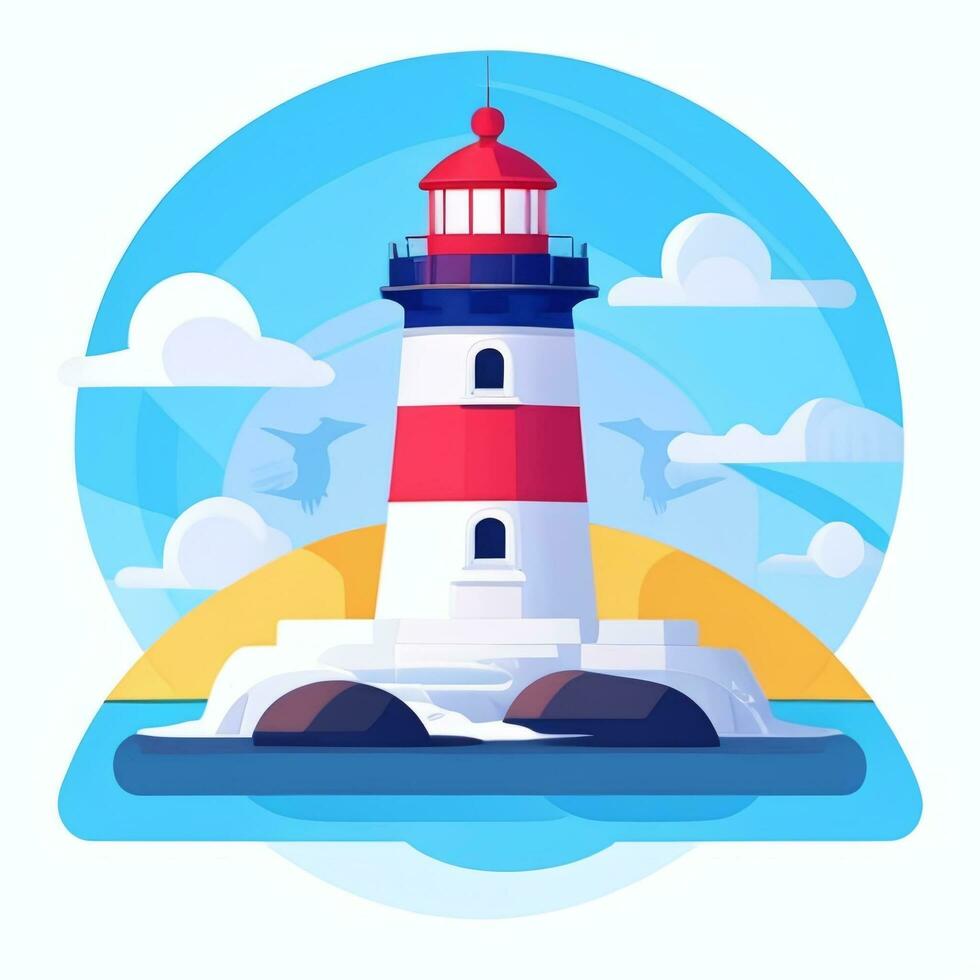 AI generated Lighthouse Logo Avatar Clip Art Icon Sticker Decoration Simple Background photo