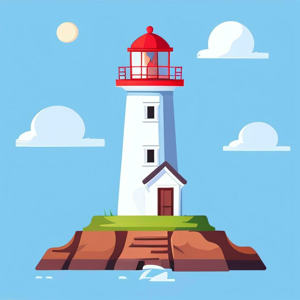 AI generated Lighthouse Logo Avatar Clip Art Icon Sticker Decoration Simple Background photo