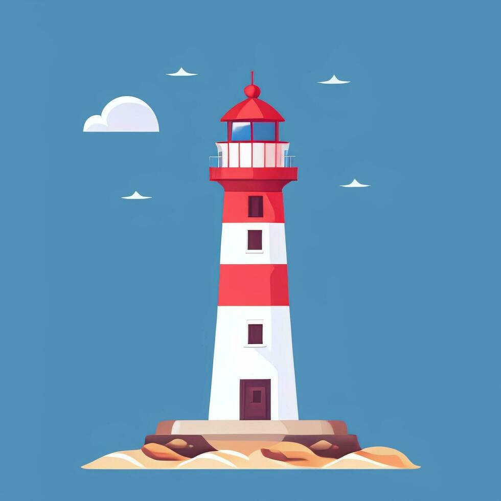 AI generated Lighthouse Logo Avatar Clip Art Icon Sticker Decoration Simple Background photo