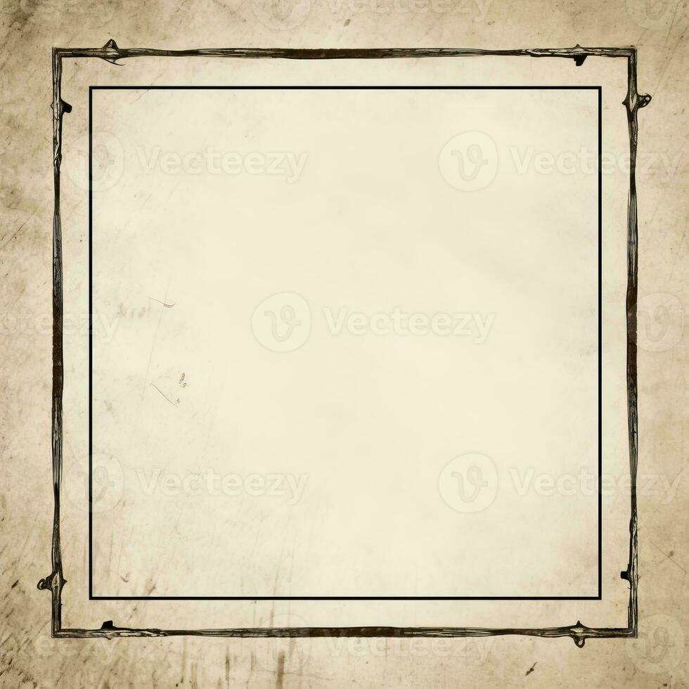 an old paper with a square frame on it generative ai photo