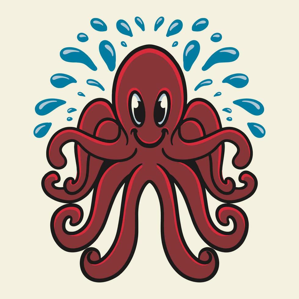 Octopus Character Mascot Logo Design Vector Illustration