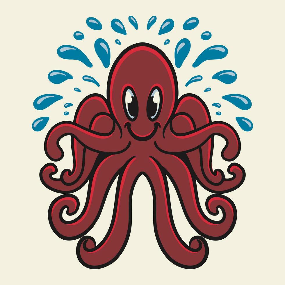 pulpo personaje mascota logo diseño vector ilustración