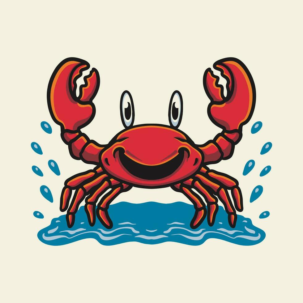 Red Crab Character Mascot Logo Design Vector Illustration