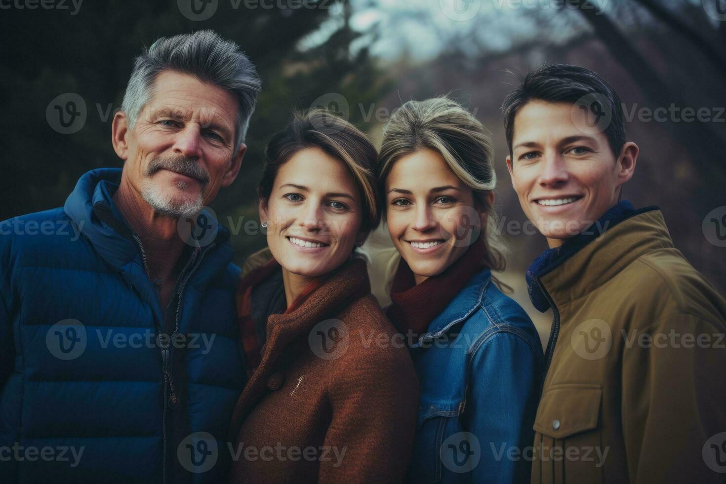 three adults and two children pose for a family portrait generative ai photo