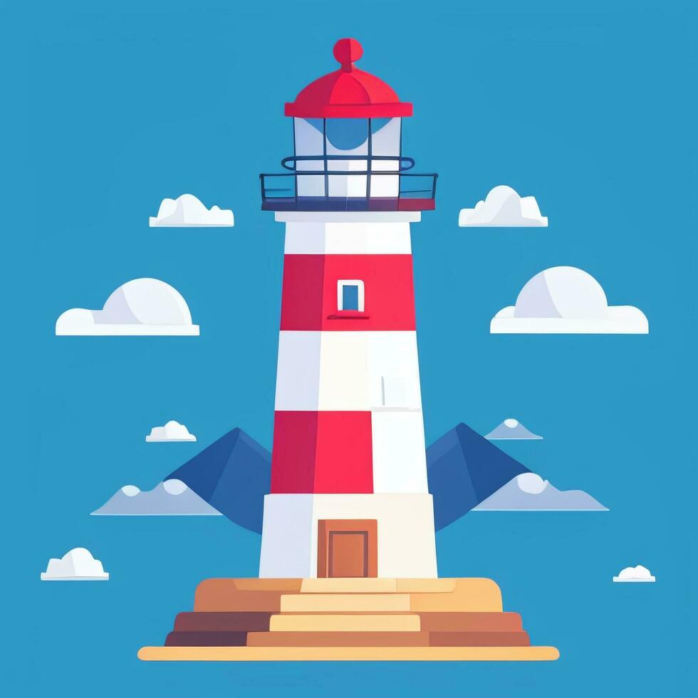 AI generated Lighthouse Logo Avatar Clip Art Icon Sticker Decoration Simple Background photo