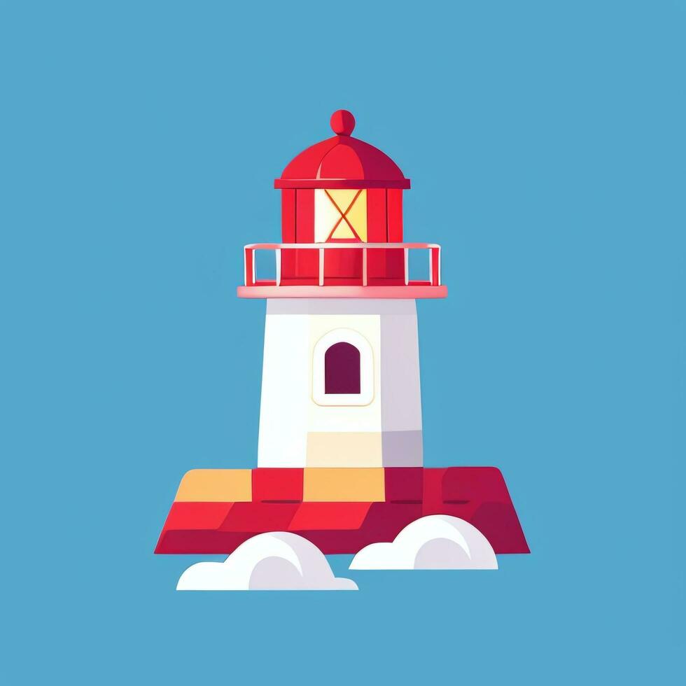 AI generated Lighthouse Logo Avatar Clip Art Icon Sticker Decoration Simple Background photo