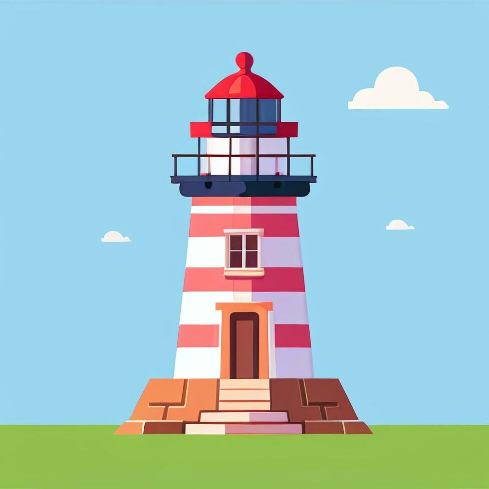 AI generated Lighthouse Logo Avatar Clip Art Icon Sticker Decoration Simple Background photo