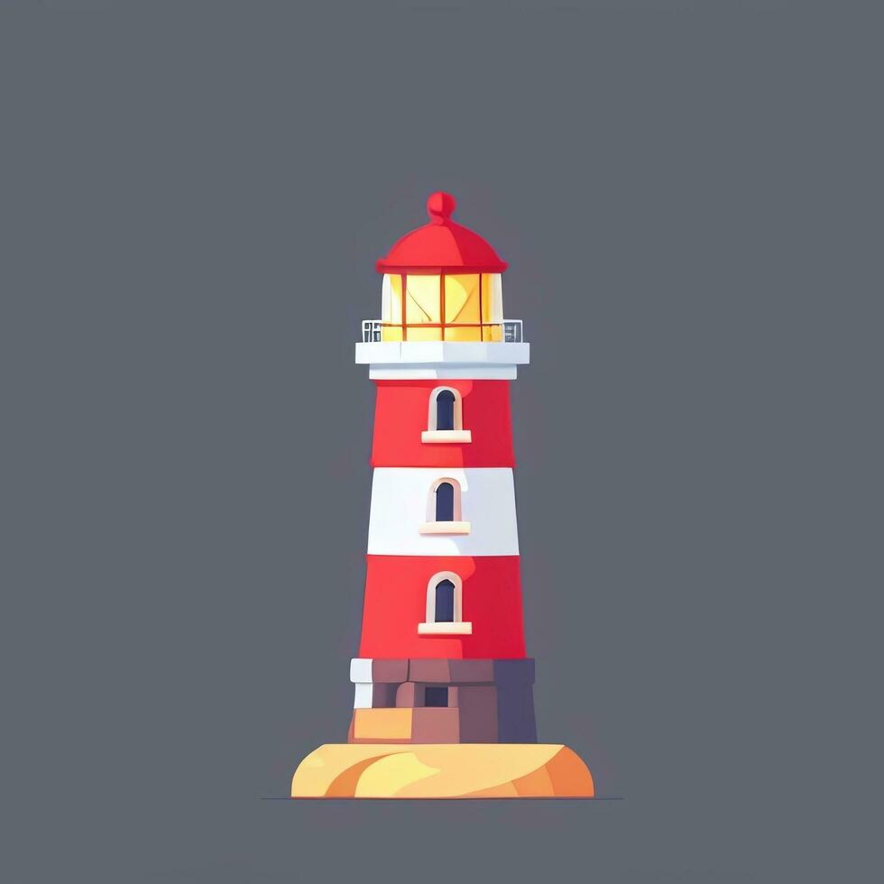 AI generated Lighthouse Logo Avatar Clip Art Icon Sticker Decoration Simple Background photo