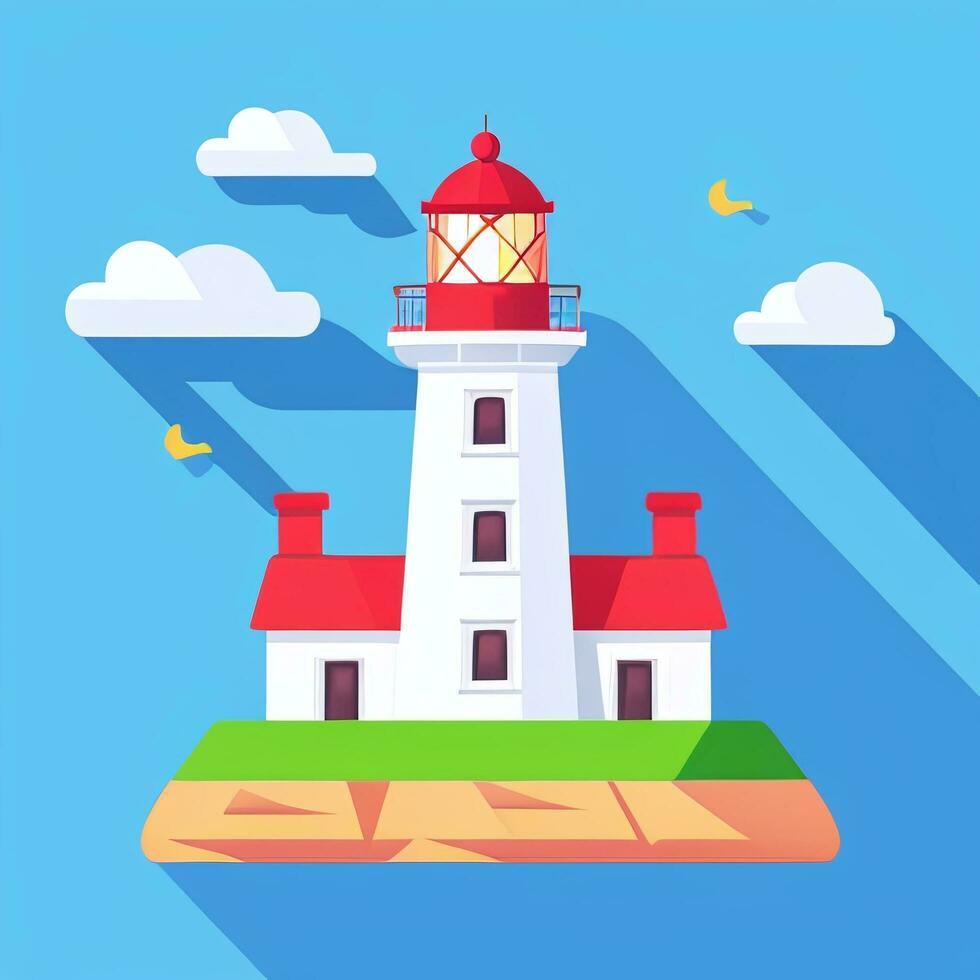 AI generated Lighthouse Logo Avatar Clip Art Icon Sticker Decoration Simple Background photo