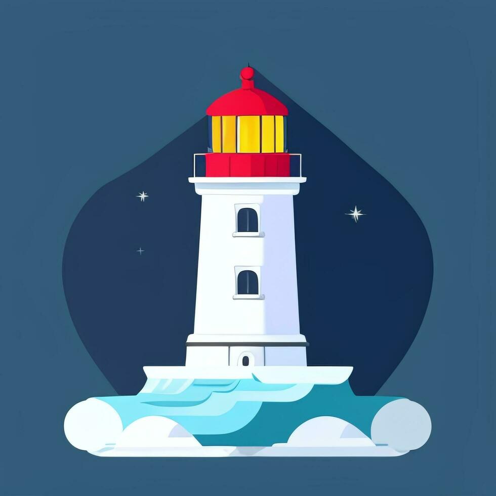 AI generated Lighthouse Logo Avatar Clip Art Icon Sticker Decoration Simple Background photo