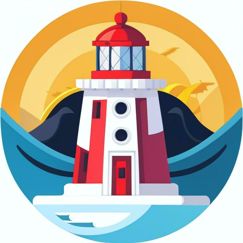 AI generated Lighthouse Logo Avatar Clip Art Icon Sticker Decoration Simple Background photo