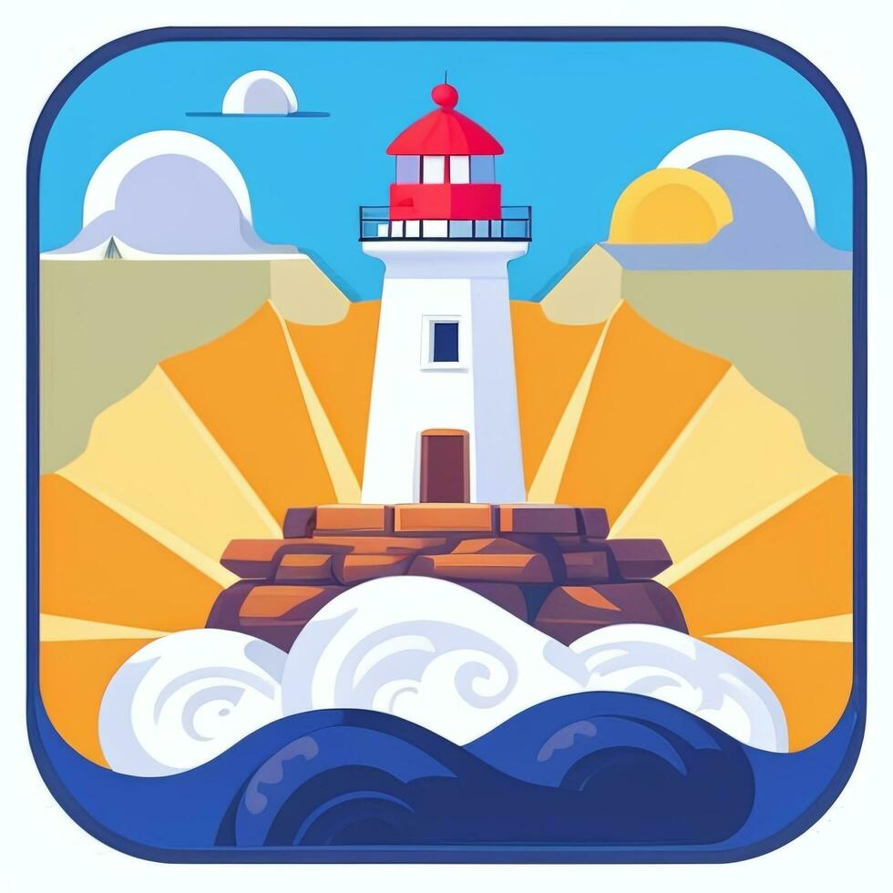 AI generated Lighthouse Logo Avatar Clip Art Icon Sticker Decoration Simple Background photo